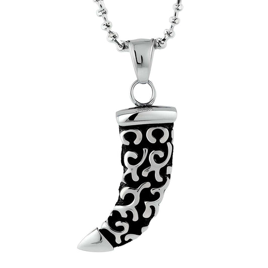WOLF TOOTH - Pure Titanium Steel Pendant with 24inch Round Box Chain for Men & Boys — SS Pendant/ Necklace for Men | THE MEN THING