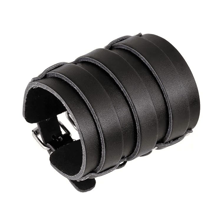 WRAITHBINDER BLACK - Genuine Braided Leather Bracelet Set for Men & Boys (8inch) - THE MEN THING
