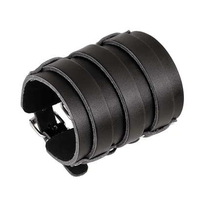 WRAITHBINDER BLACK - Genuine Braided Leather Bracelet Set for Men & Boys (8inch) - THE MEN THING