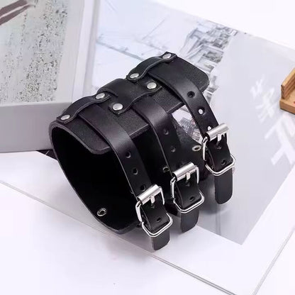 WRAITHBINDER BLACK - Genuine Braided Leather Bracelet Set for Men & Boys (8inch) - THE MEN THING