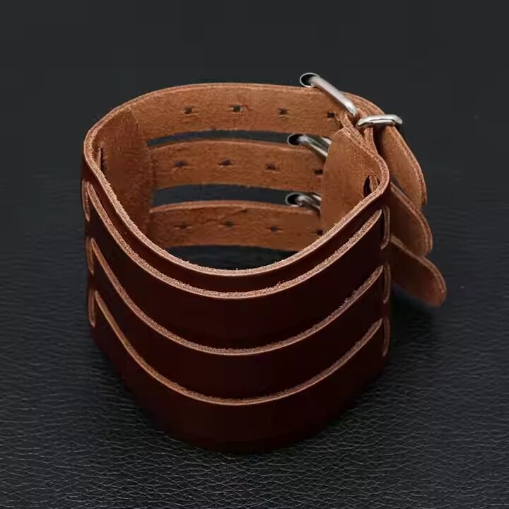 WRAITHBINDER BROWN - Genuine Braided Leather Bracelet Set for Men & Boys (8inch) - THE MEN THING
