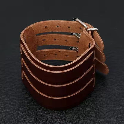 WRAITHBINDER BROWN - Genuine Braided Leather Bracelet Set for Men & Boys (8inch) - THE MEN THING