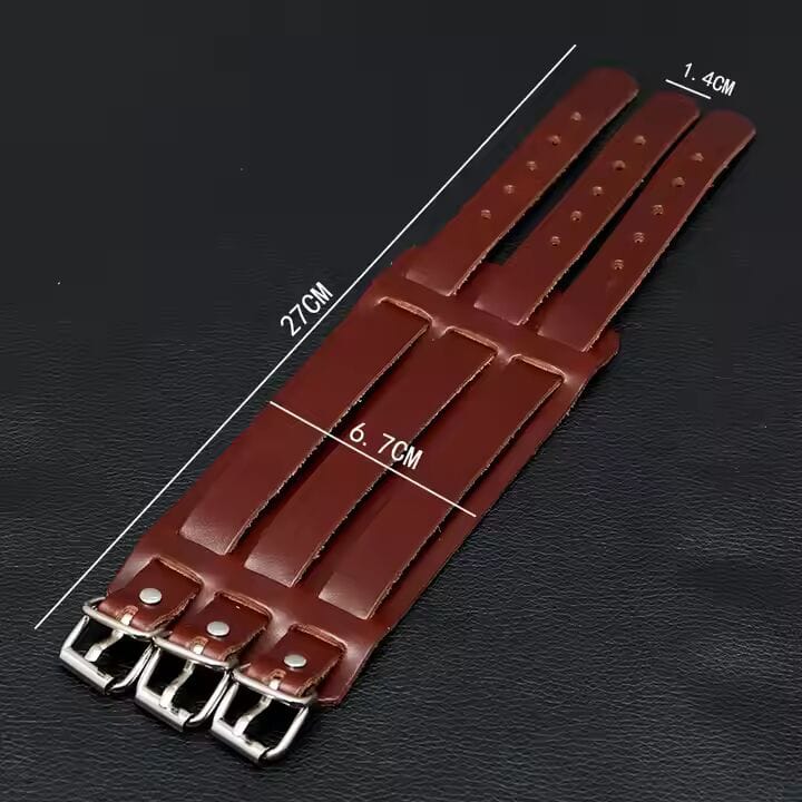 WRAITHBINDER BROWN - Genuine Braided Leather Bracelet Set for Men & Boys (8inch) - THE MEN THING