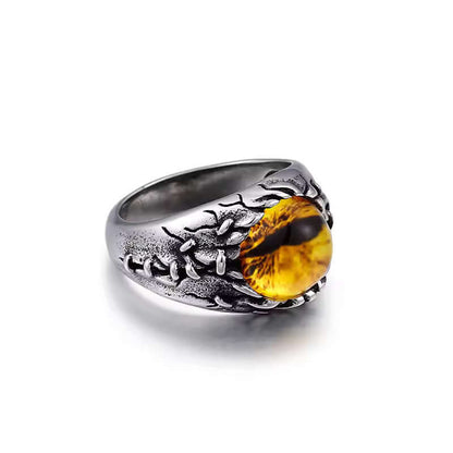 YELLOW DRAGON EYE Titanium Steel Ring for Men and Boys (Size-21) - THE MEN THING