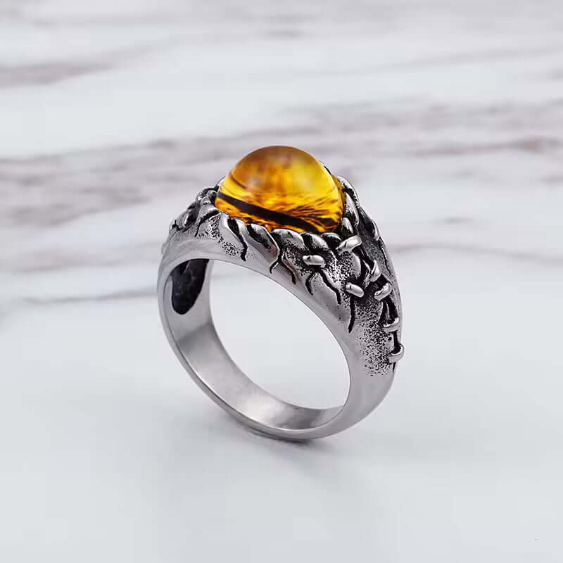 YELLOW DRAGON EYE Titanium Steel Ring for Men and Boys (Size-21) - THE MEN THING