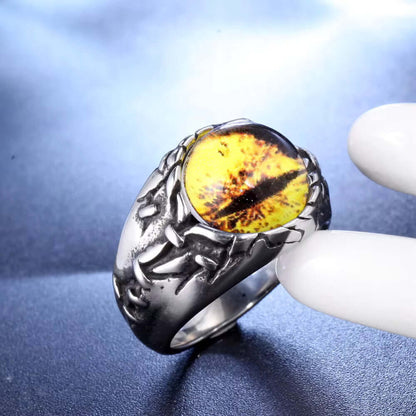 YELLOW DRAGON EYE Titanium Steel Ring for Men and Boys (Size-21) - THE MEN THING