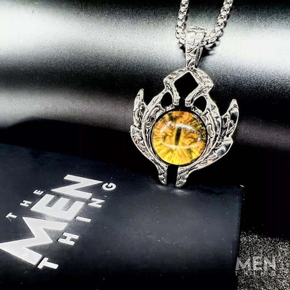 YELLOW EYE PROTECT -  Alloy Pendant with Stainless Steel 24inch Round Box Chain, European trending Style for Men & Boy - THE MEN THING