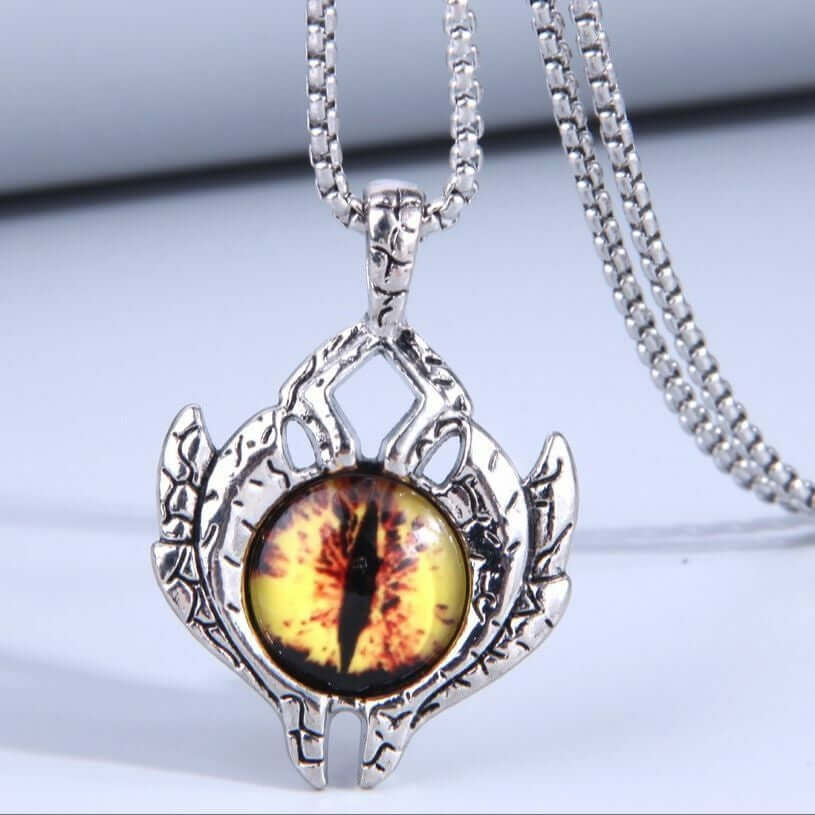 YELLOW EYE PROTECT (T) - Pure Titanium Steel Pendant with Stainless Steel 24inch Round Box Chain, European trending Style for Men & Boy - THE MEN THING