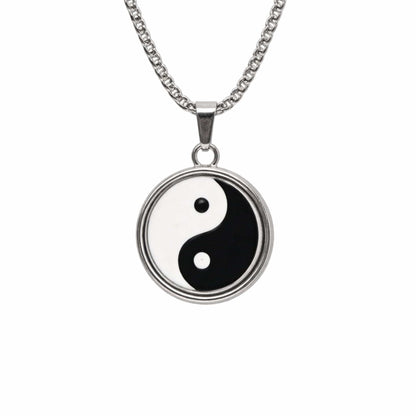 ZEN CIRCLE YIN YANG - 16mm Pure Titanium Steel Pendant with 27inch Round Box 4mm Chain for Men & Boys — SS Pendant/ Necklace for Men | THE MEN THING
