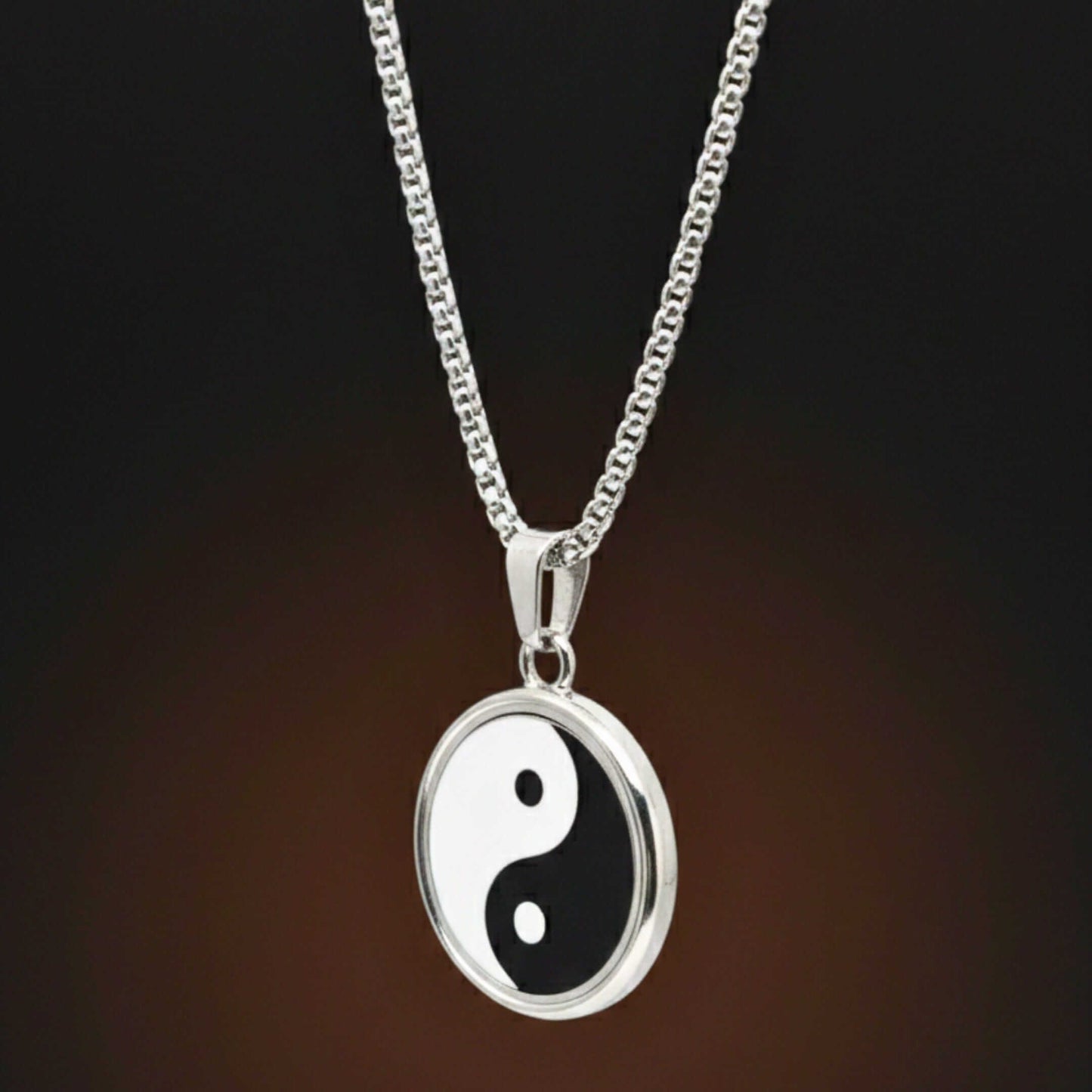 ZEN CIRCLE YIN YANG - 16mm Pure Titanium Steel Pendant with 27inch Round Box 4mm Chain for Men & Boys — SS Pendant/ Necklace for Men | THE MEN THING