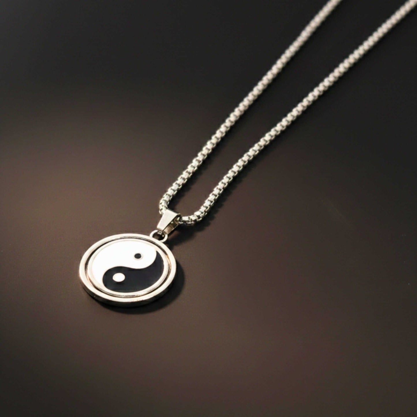 ZEN CIRCLE YIN YANG - 16mm Pure Titanium Steel Pendant with 27inch Round Box 4mm Chain for Men & Boys — SS Pendant/ Necklace for Men | THE MEN THING