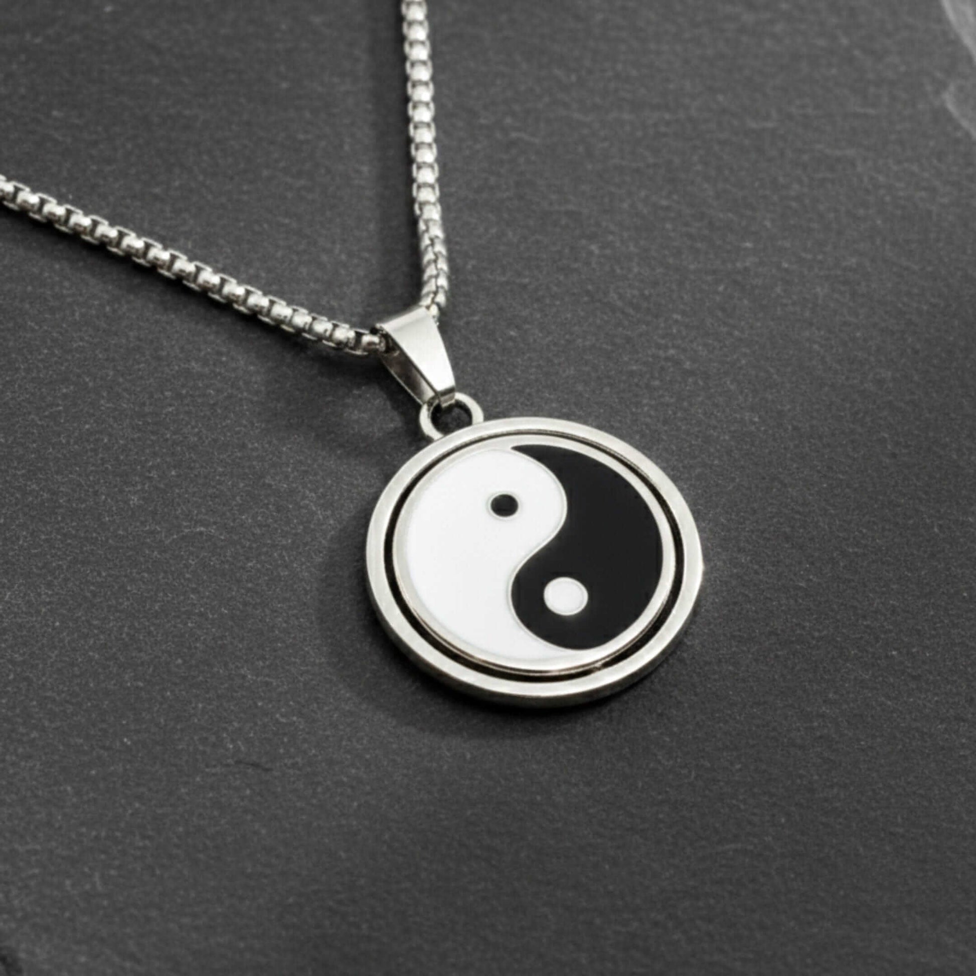 ZEN CIRCLE YIN YANG - 16mm Pure Titanium Steel Pendant with 27inch Round Box 4mm Chain for Men & Boys — SS Pendant/ Necklace for Men | THE MEN THING