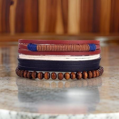 ZENITH BAND - Genuine Braided Leather Bracelet Set for Men & Boys (8 inch) - THE MEN THING