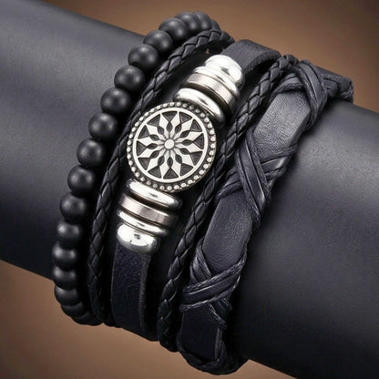 ZENITH EDGE - 3 Pcs Genuine Braided Leather Adjustable Bracelets for Men & Boys — Leather Bracelet for Men | THE MEN THING