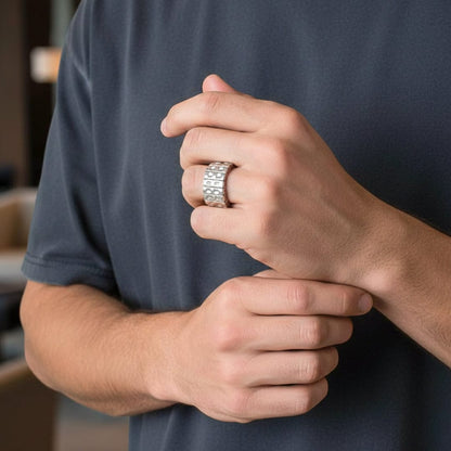 ZORION - Pure Stainless Steel Men’s Steel-Plated Ring – Adjustable - THE MEN THING