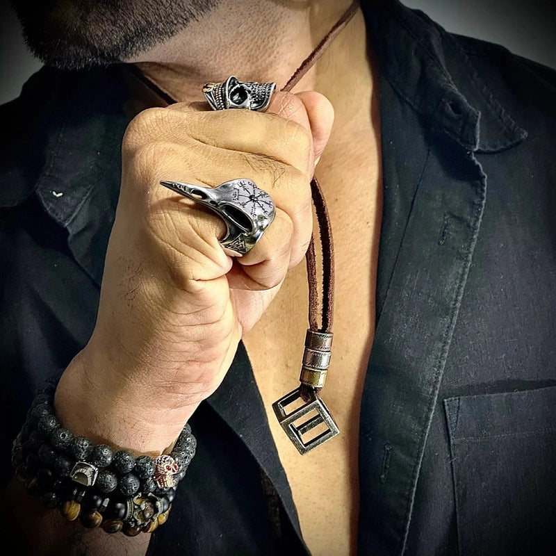COAI-Black-Obsidian-Bar-Pendant-Leather-Necklace