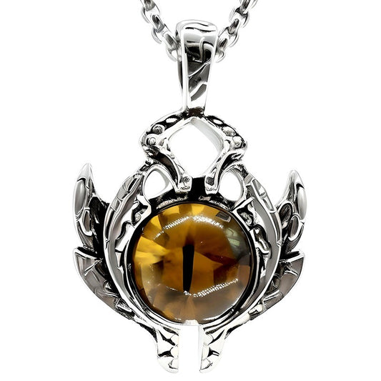 YELLOW EYE PROTECT -  Alloy Pendant with Stainless Steel 24inch Round Box Chain, European trending Style for Men & Boy