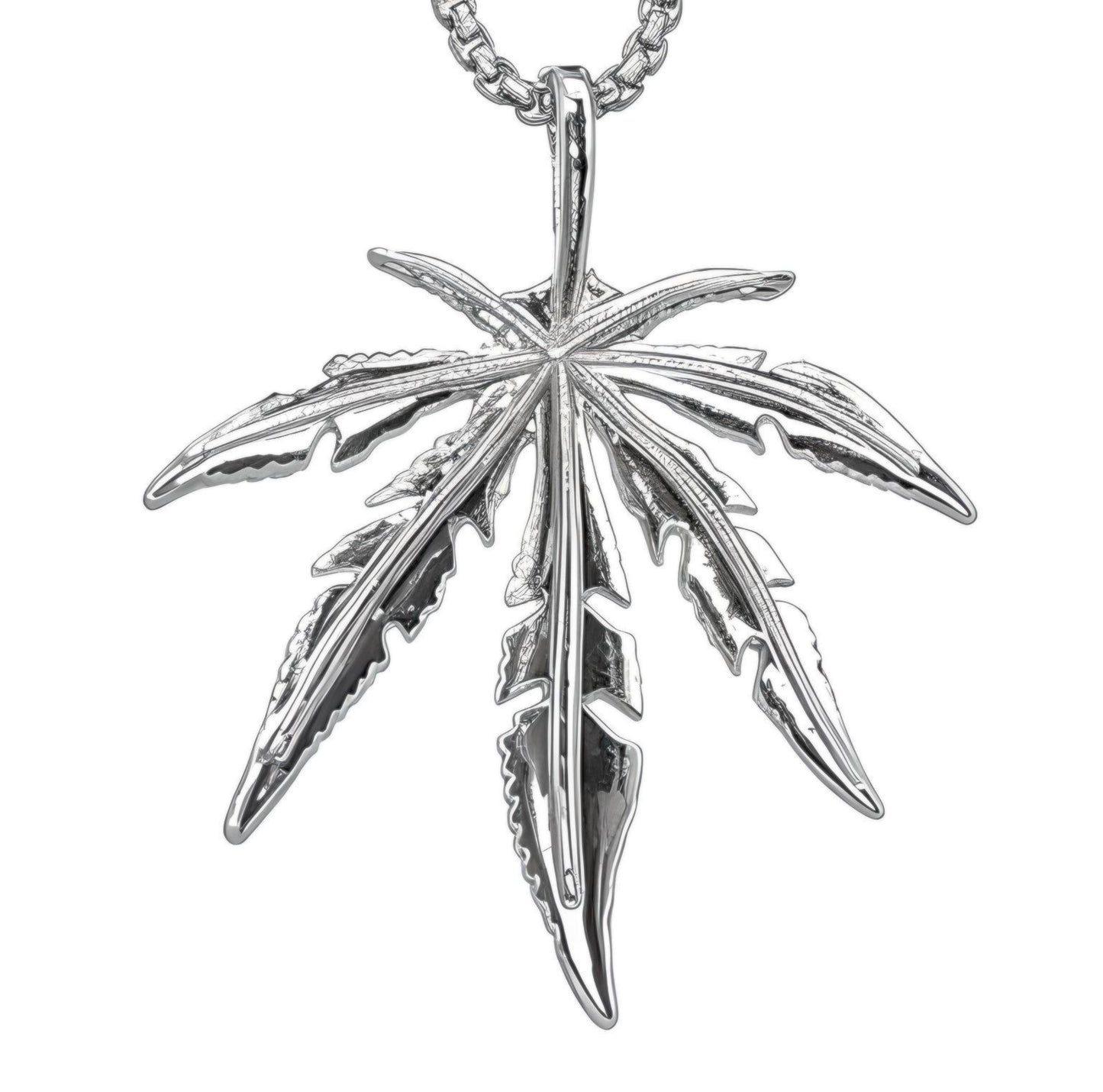 LEAFEN -  Alloy Leaves Pendant with Stainless Steel  24inch Round Box Chain, Milan trending Style for Men & Boy