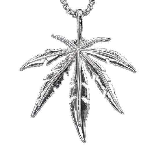 LEAFEN -  Alloy Leaves Pendant with Stainless Steel  24inch Round Box Chain, Milan trending Style for Men & Boy