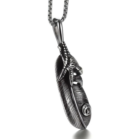 CLAW LEAF - Alloy Pendant with Pure Stainless Steel 24inch Round Box Chain for Men, European trending Style