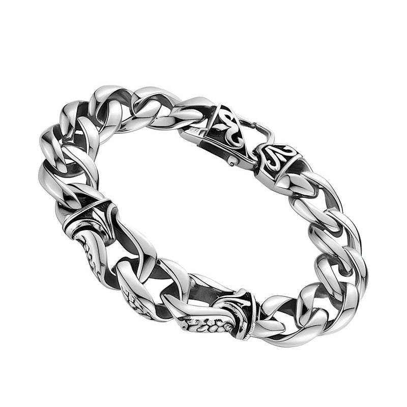 TENACITY - "12"mm Pure Stainless Steel Bracelet with Lobster Claw Buckle for Men & Boys (8 inch)