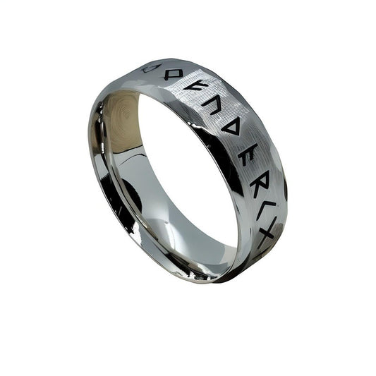 VIKING AMULET NORSE - Silver Toned Ring - Pure Titanium Steel Ring for Men (Size - 17-21- 24)