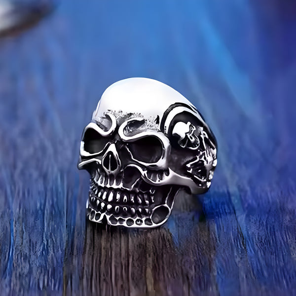 DRAUGR SKULL RING - Pure Stainless Steel Men’s Steel-Plated Ring – Statement Luxury Jewelry (Size : 17-22-28)