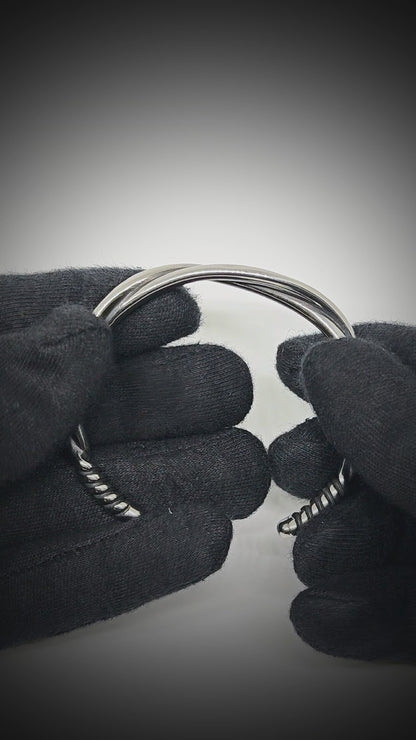 VERVE TWISTED - Open Bangle Bracelet (Adjustable) - 12mm Stainless Steel for Men & Boys