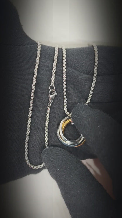 AUREX TRINITY LOOP - 25mm Pure Titanium Steel Pendant with 23inch Round Box 4mm Chain for Men & Boys