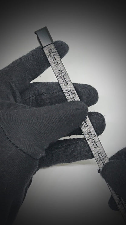 ROGUE BLACK CROSS - 10mm Genuine Leather Bracelet with Stainless Steel Magnetic Buckle for Men & Boys (8.5 inch)