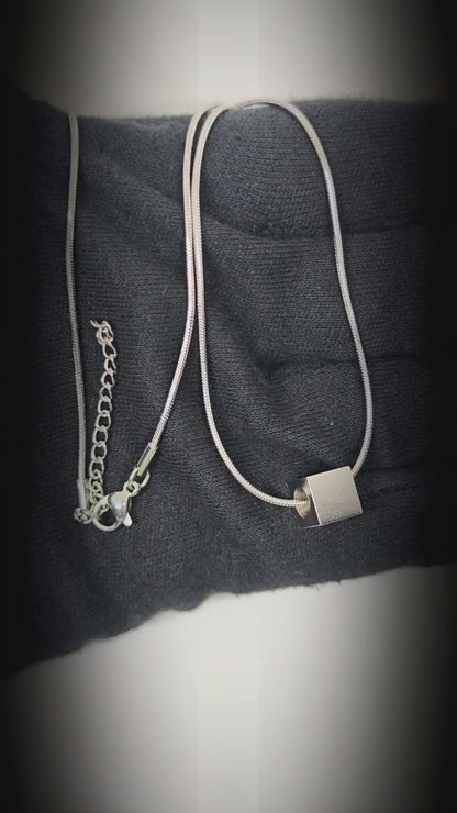CUBIX CORE - 10mm Titanium Steel Pendant with 20 to 22inch Adjustable Snake 2mm Chain for Men & Boys