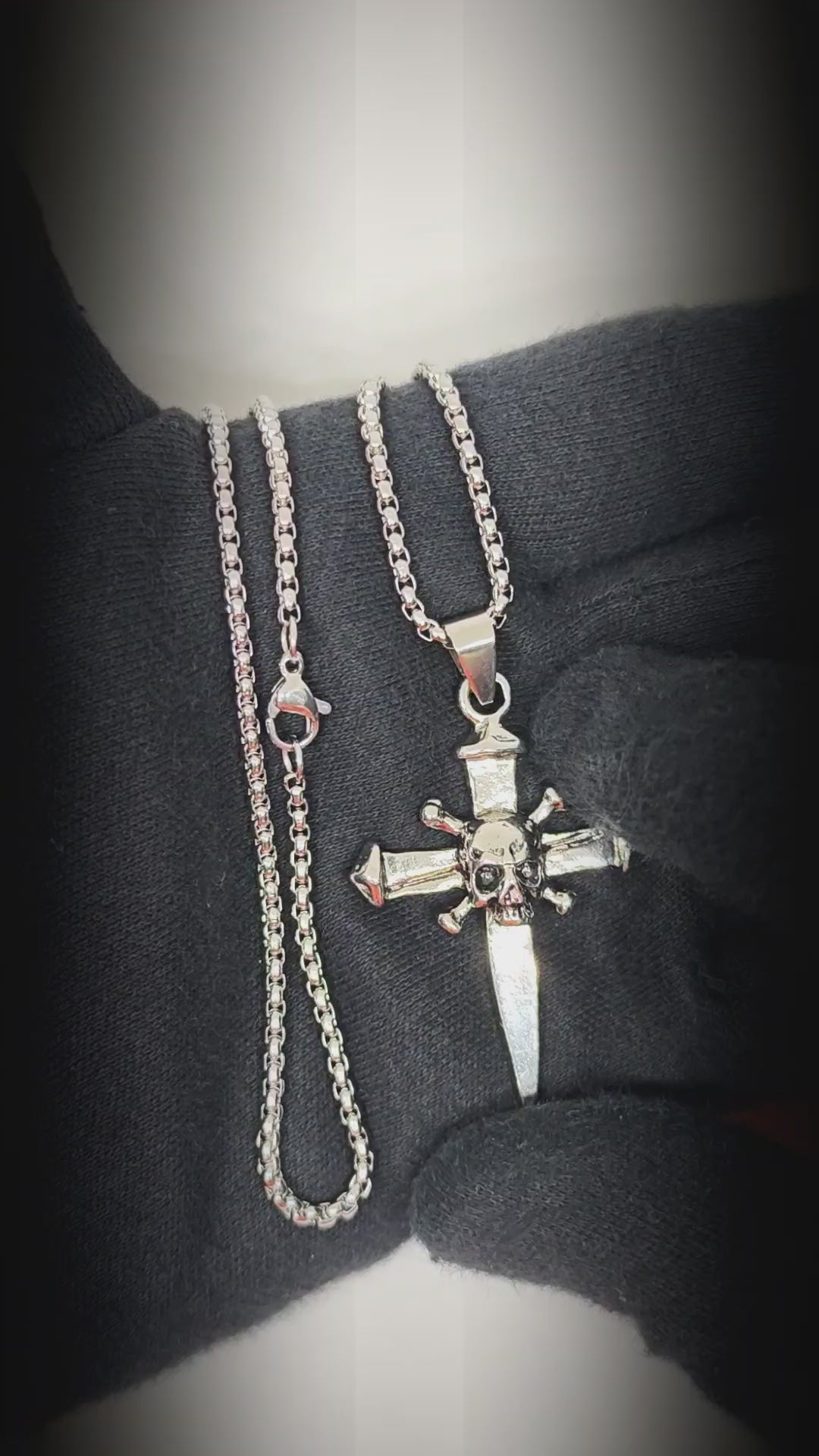 COVENANT SKULL CROSS - 33mm Pure Titanium Steel Pendant with 27inch Round Box 4mm Chain for Men & Boys — SS Pendant/ Necklace for Men | THE MEN THING