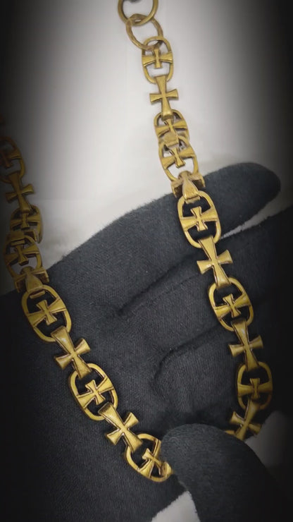 GOTHIC CROSS - Antique Bronze13mm Titanium Steel Heavy Biker Chain for Jeans with Lobster Clasps for Men & Boys - 20 inch