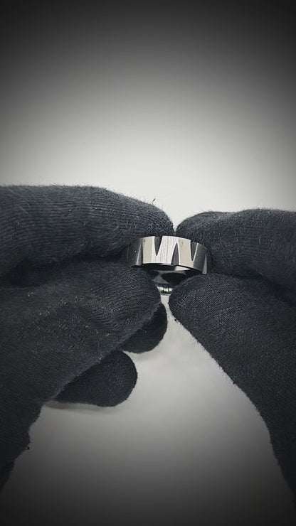 ROGUE GEAR EDGE - Pure Stainless Steel Men’s Steel-Black Plated Ring (Size : 17-22-27)