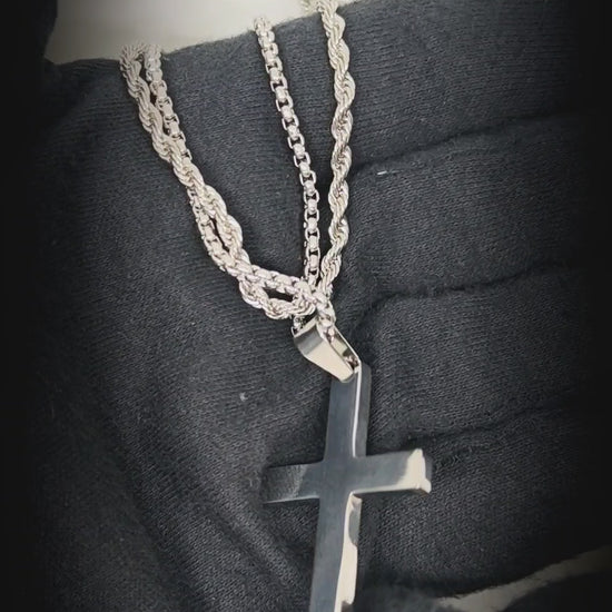 FAITH LAYER STEEL - 27mm Titanium Steel Pendant with 23inch Round Box and Twisted 4mm Chain for Men & Boys — SS Pendant/ Necklace for Men | THE MEN THING