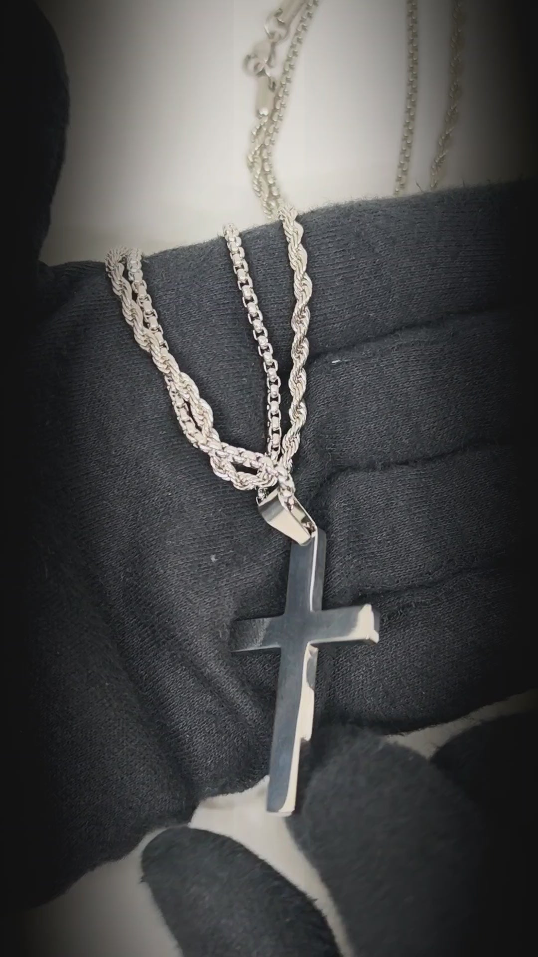 FAITH LAYER STEEL - 27mm Titanium Steel Pendant with 23inch Round Box and Twisted 4mm Chain for Men & Boys — SS Pendant/ Necklace for Men | THE MEN THING