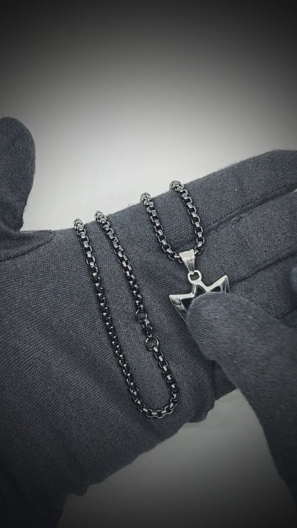 ARROWHEAD - 28mm Pure Titanium Steel  Pendant with 24inch Round Box 5mm Chain for Men & Boys