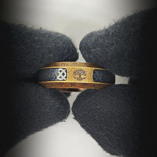 AUREX RUNE - Pure Stainless Steel Men’s Antique Golden - Plated Ring (Size : 17-22-26) — Rings for Men | THE MEN THING
