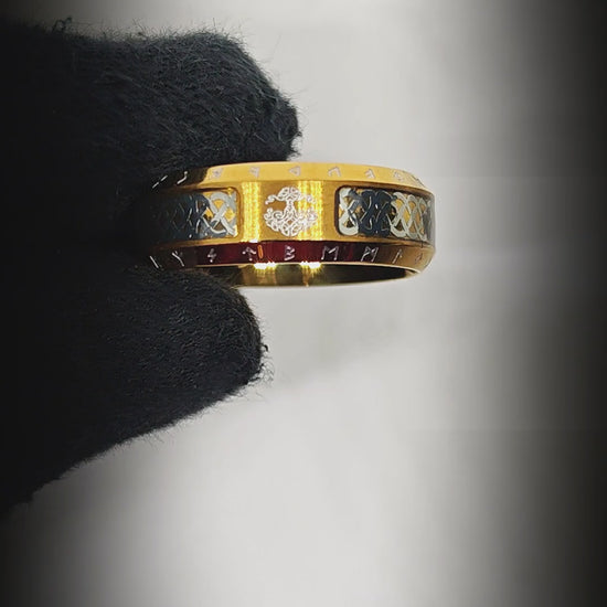 AUREX RUNE - GOLDEN - Pure Stainless Steel Men’s Steel - Plated Ring (Size : 17-22-26) — Rings for Men | THE MEN THING