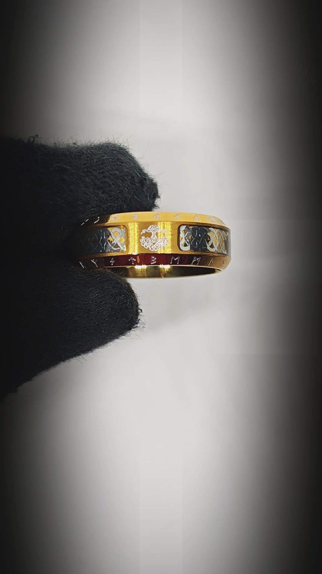 AUREX RUNE - GOLDEN - Pure Stainless Steel Men’s Steel - Plated Ring (Size : 17-22-26) — Rings for Men | THE MEN THING