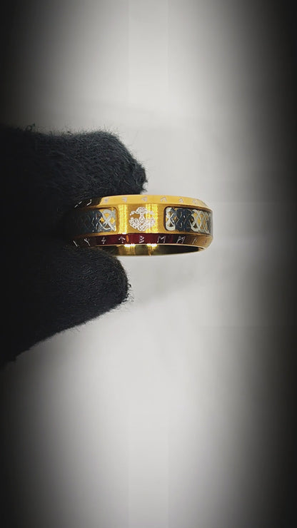AUREX RUNE - GOLDEN - Pure Stainless Steel Men’s Steel - Plated Ring (Size : 17-22-26) — Rings for Men | THE MEN THING