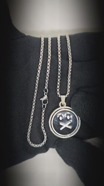 SILENT ECHO - 27mm Pure Titanium Steel Pendant with 28inch Round Box 4mm Chain for Men & Boys