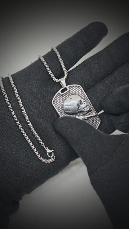 DEADSHOT TAG - 31mm Titanium Steel Pendant with 24inch Round Box 5mm Chain for Men & Boys