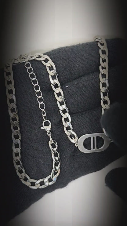 OVAL CORE - 26mm Titanium Steel Pendant with 18 to 20 inch Adjustable 7mm Chain for Men & Boys