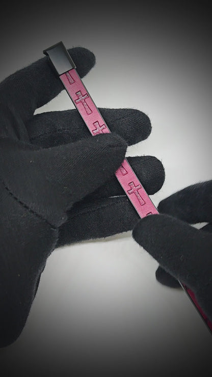 ROGUE RED CROSS - 10mm Genuine Leather Bracelet with Stainless Steel Magnetic Buckle for Men & Boys (8.5 inch)