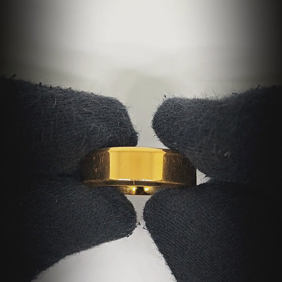 AZURE CORE - GOLDEN - Pure Stainless Steel Men’s Golden - Plated Ring (Size : 17-22-26) — Rings for Men | THE MEN THING