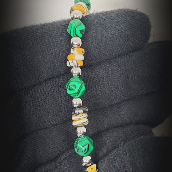 EMERALD FUSION - 7mm Beads Bracelet with Natural Stone - 6.5 to 8.5 inch Adjustable Bracelet — Beads Bracelet for Men | THE MEN THING