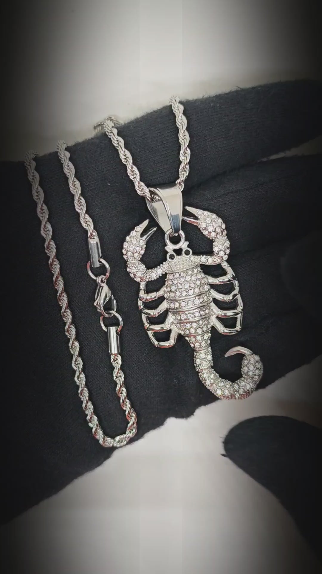 SCORPION KING - STEEL - 30mm Pure Titanium Steel Pendant with 24inch Twisted Chain for Men & Boys — SS Pendant/ Necklace for Men | THE MEN THING