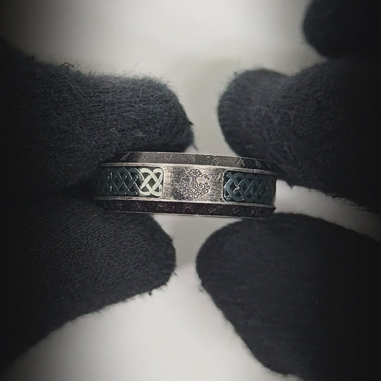 AUREX RUNE - Oxidized Black - Pure Stainless Steel Men’s Black - Plated Ring (Size : 17-22-26) — Rings for Men | THE MEN THING