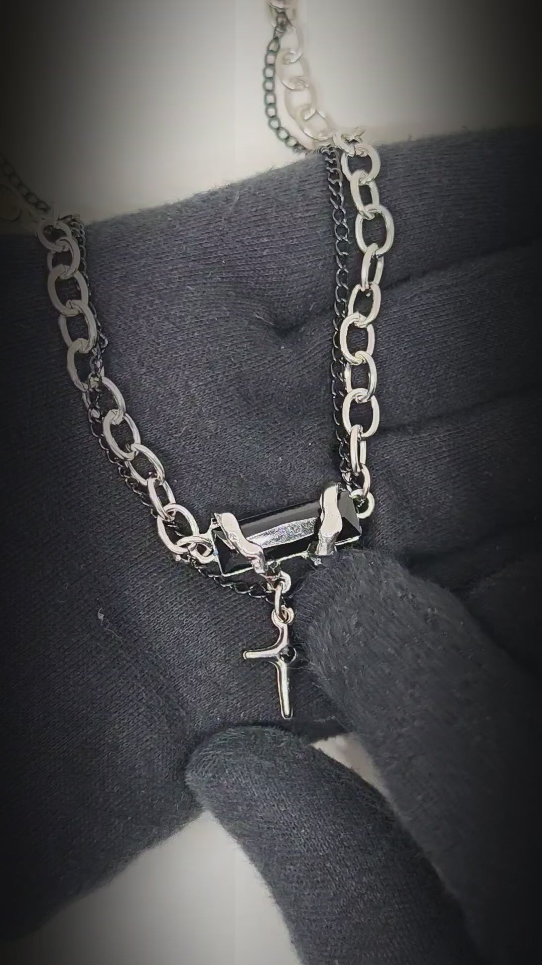 OBSIDIAN BLACK CROSS - 30mm Titanium Steel Pendant with 20 to 22inch Adjustable Cable 7mm Chain for Men & Boys — SS Pendant/ Necklace for Men | THE MEN THING